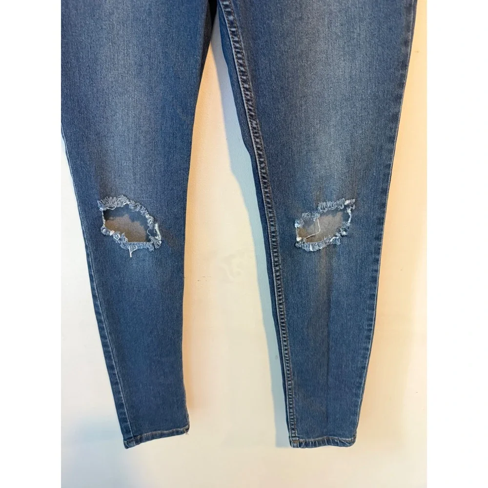 Free‎ People Womens Distressed Skinny Jeans Blue Size 28 Knee Slit Denim 61855
